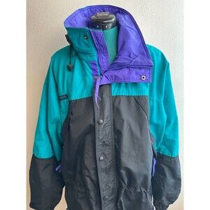 Vintage Columbia XM5920 Jacket Men's L Teal Purple Hooded Gorpcore Windbreaker